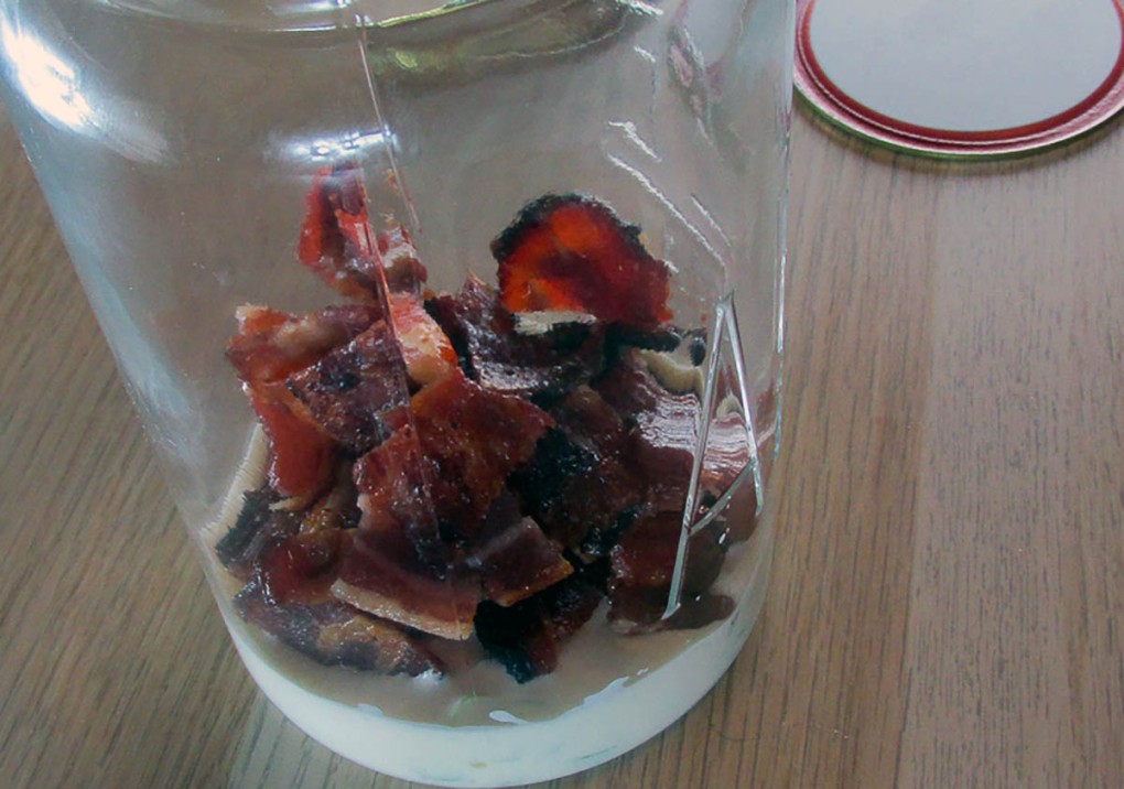 Add the bacon to the jar