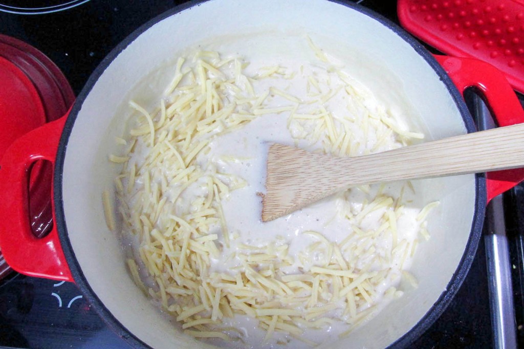 Turn off the heat and stir in the cheese.