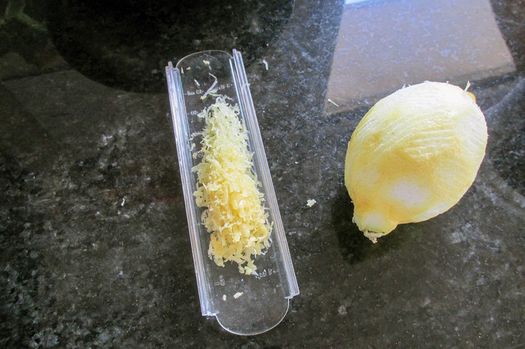 Add the honey and lemon zest to the eggs and whisk. 